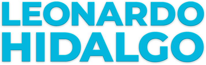 blue logo of artist Leonardo Hidalgo